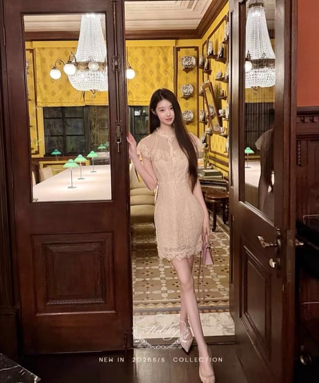 Elegant Ruffle Apricot Dress