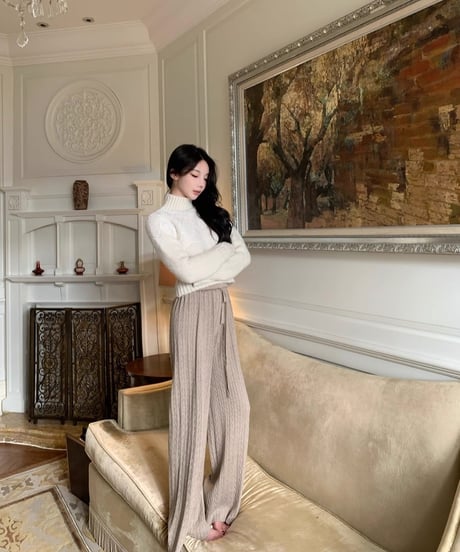 Lace High neck Knit Sweater