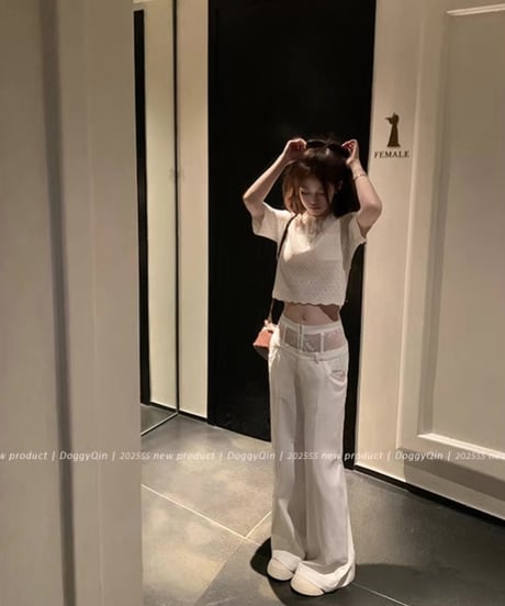 High Waist Lace Chino Pants