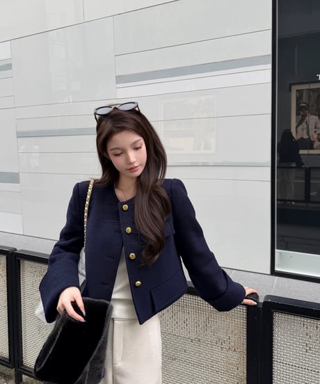 Navy Blue  Wool Coat Jacket【ANNA着用同型】【※在庫あり5日以内配送】