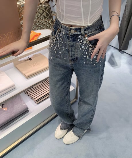 Feminine Bijou Denim Pants