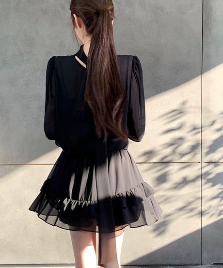 See-through Chiffon Tops + Skirt