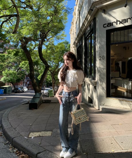 Feminine Bijou Denim Pants