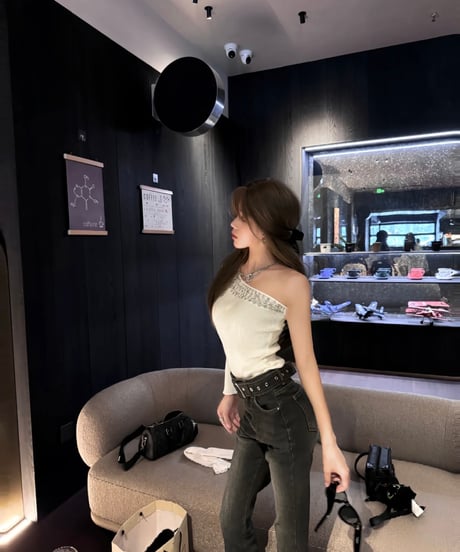 【※在庫あり3-5日後配送】Bijou One Shoulder Knit