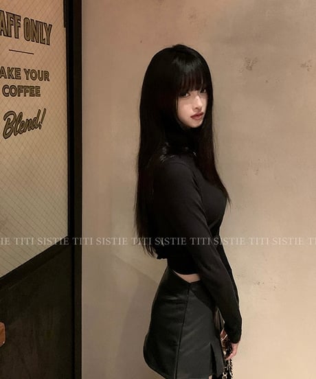 Matte PU leather OP & Soft Cashmere Turtleneck