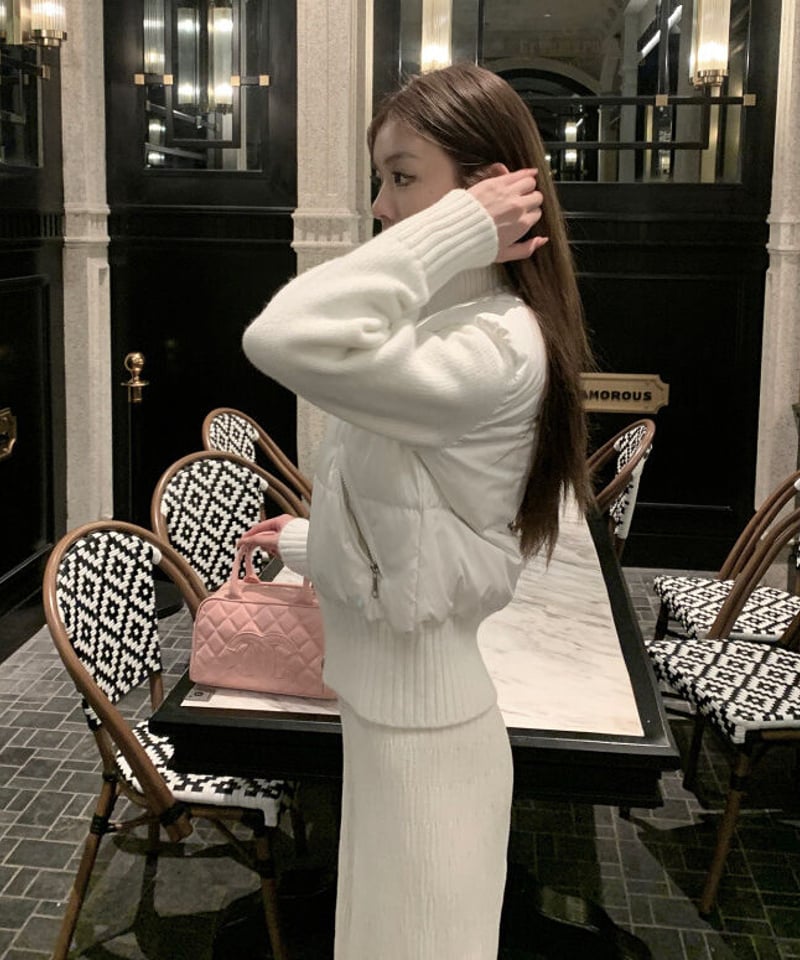 White Knit Down Jaket【ホワイトダッグダウン90%使用】 | glance White Knit Down Jaket【ホワイトダッグダウン90%使用】 | glance