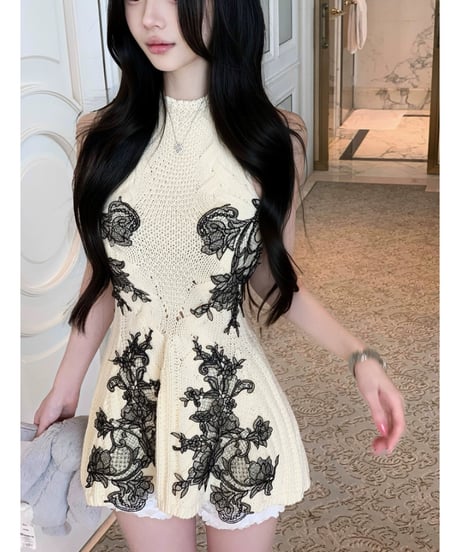 Elegant Lace Knit OP【※在庫あり5-7日後配送】
