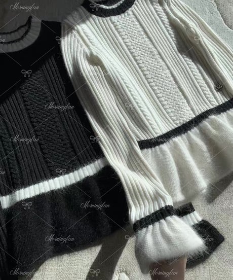 Flare Hem Knit Sweater【Black】