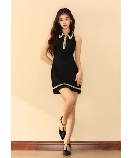 French Gold Pearl Dress