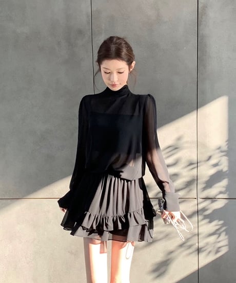 See-through Chiffon Tops + Skirt
