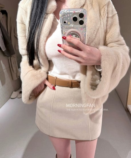 Piping Leather Skirt【ベルト付き】