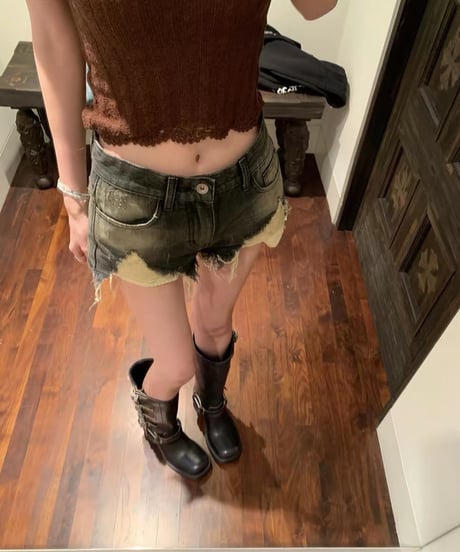 Irregular Wash Denim Shorts