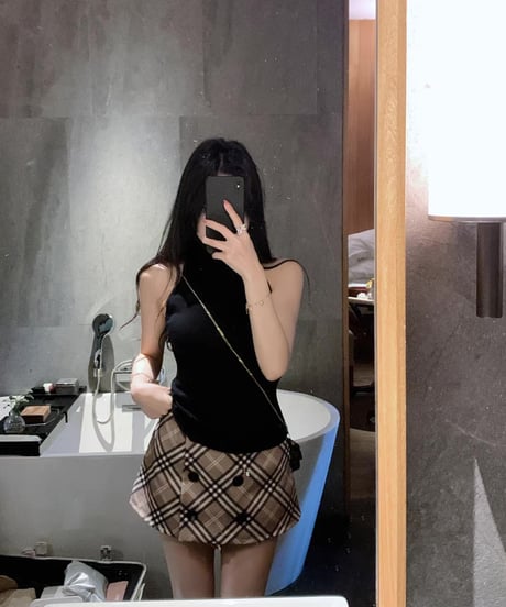 Checked A-line Skirt
