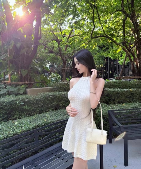Halter Neck Tie Knit Dress