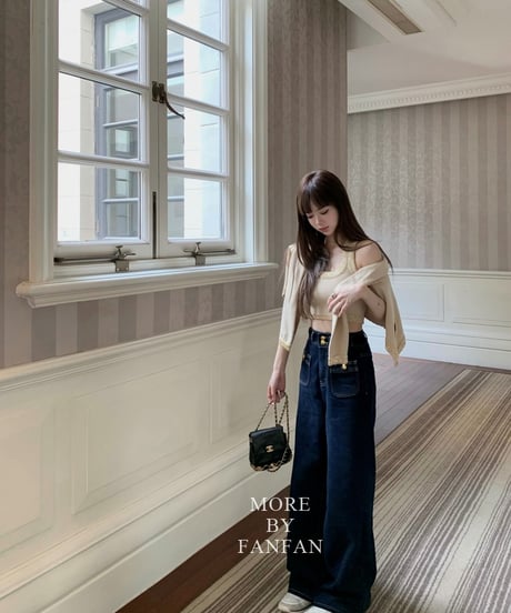 high-Waist Buckle Denim Pants
