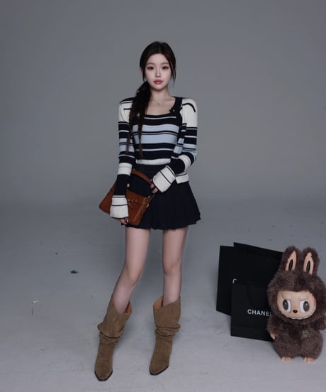 Border Knit Cardigan Set