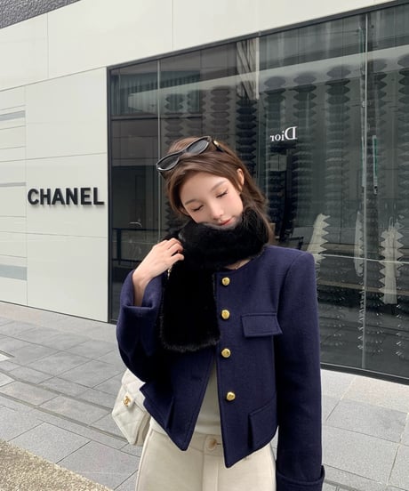 Navy Blue  Wool Coat Jacket【ANNA着用同型】【※在庫あり5日以内配送】