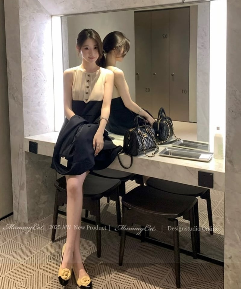 glance tokyo ワンピース ワンピース glance tokyo Feminine Contrast Dress glance tokyo