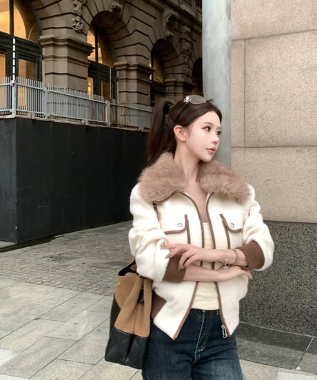 Classic Piping Leather Fur Jacket【※在庫あり5日以内配送】