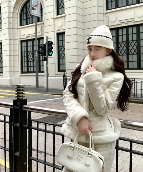 Lambswool Patchwork Fur Down Jacket Coat【※在庫あり5日以内配送】