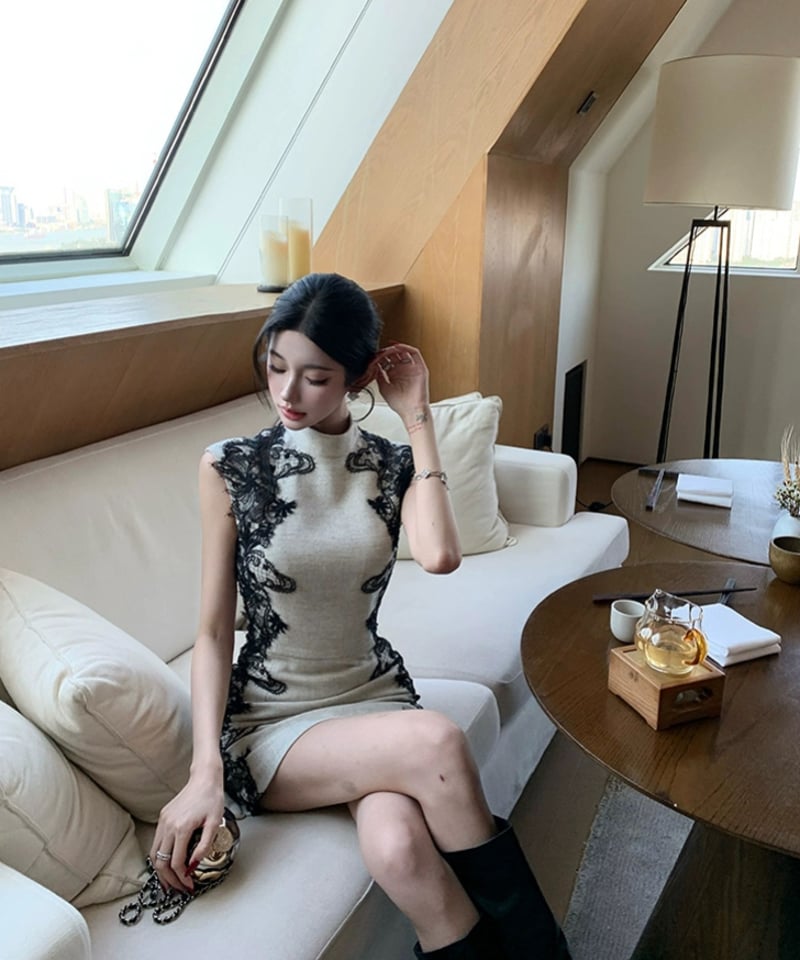 Lace Splicing Dress | glancetokyo