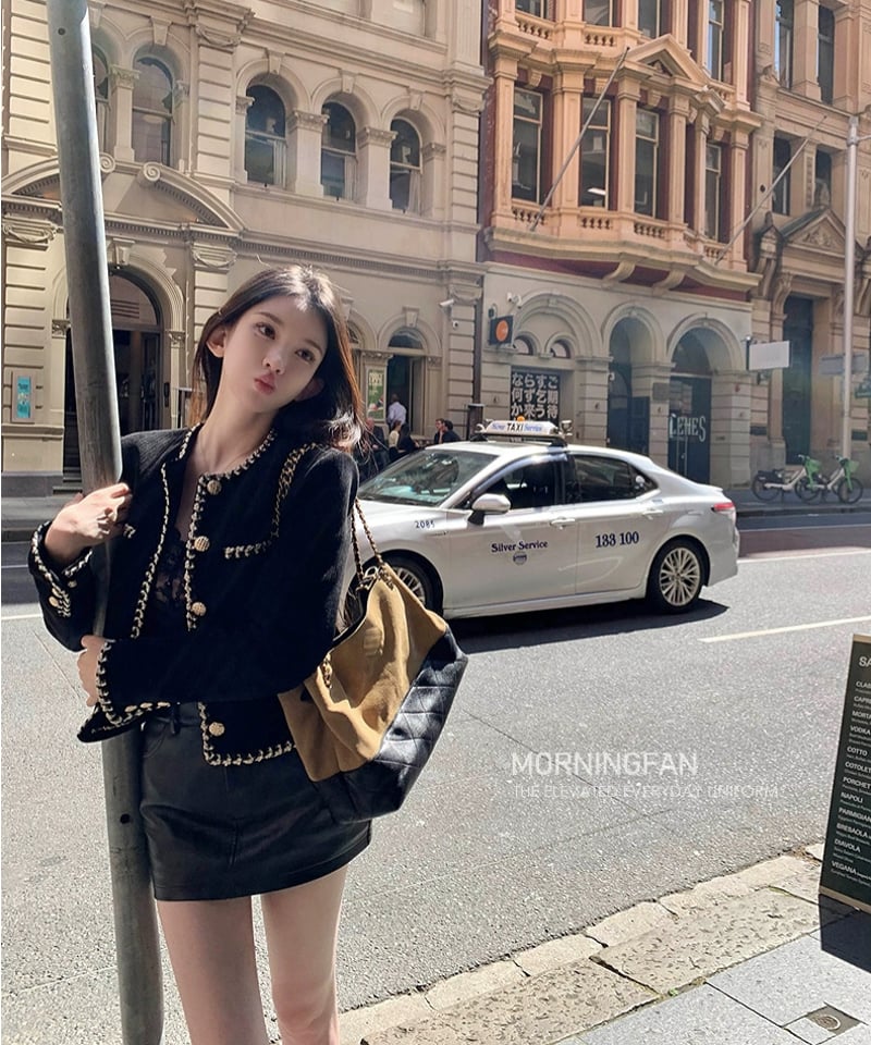 【極美品！希少！】ルネ　ツイードジャケット　リボン　絹　綿　TISSUE 36 極美品！希少！】ルネ ツイードジャケット リボン 絹 綿 TISSUE