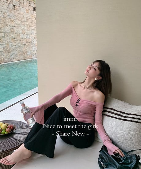 Ribbon Pink Off shoulder Tops