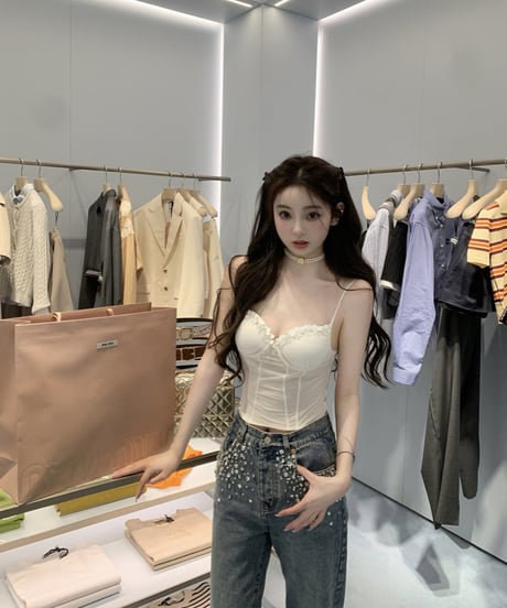 Feminine Bijou Denim Pants