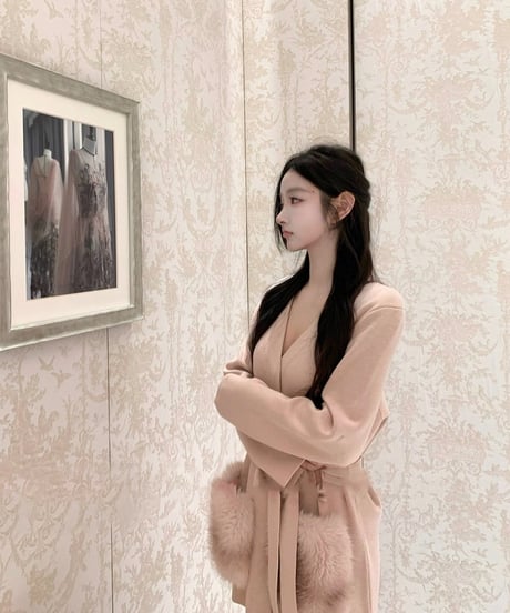 Fox Fur Pocket Long Cardigan