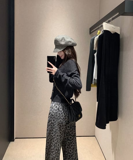 Flower Pattern Denim Pants【Black】
