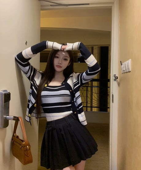 Border Knit Cardigan Set