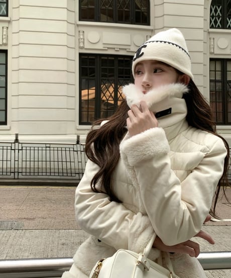 Lambswool Patchwork Fur Down Jacket Coat【※在庫あり5日以内配送】