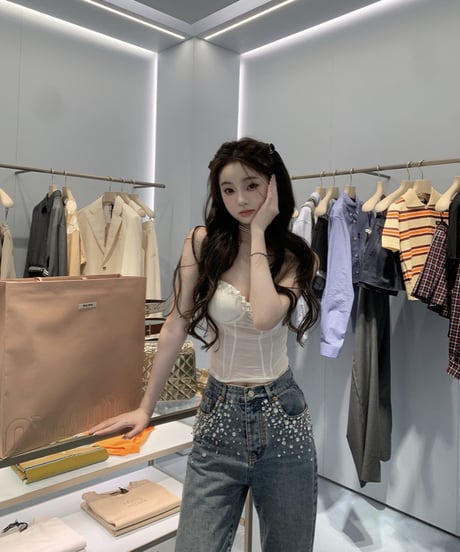 Feminine Bijou Denim Pants
