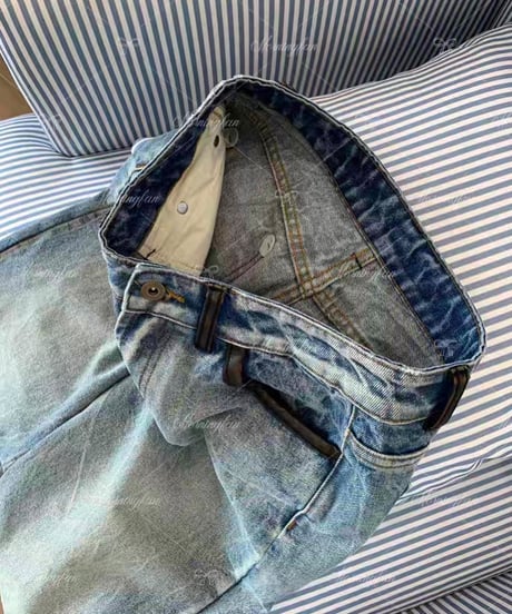 Piping Chemical Washed Denim  Pants