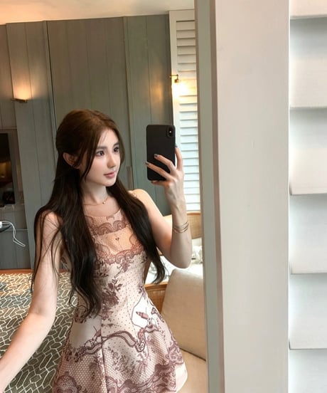 ♡ Glancetokyo Feminine Contrast Dress glance tokyo Feminine Contrast Dress EMBROIDERED CHEONGSAM