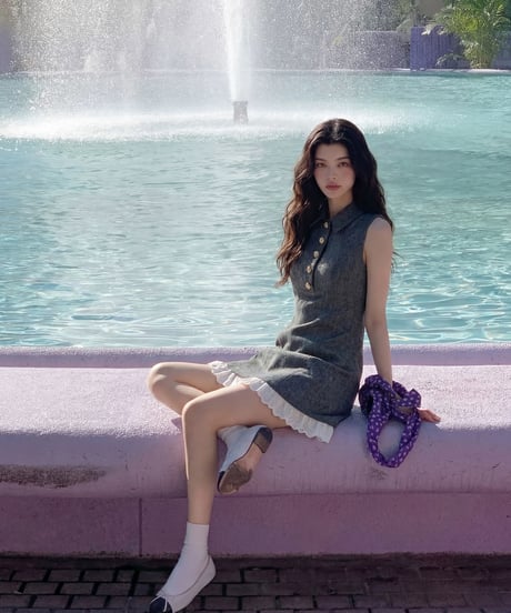 Herringbone Polo Lace Hem Dress