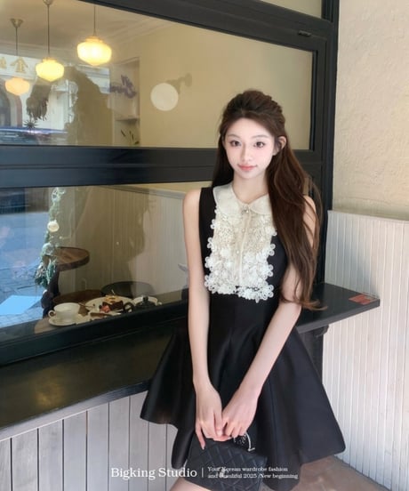 Lace Lapel Sleeveless Dress【※在庫あり5日以内配送商品】
