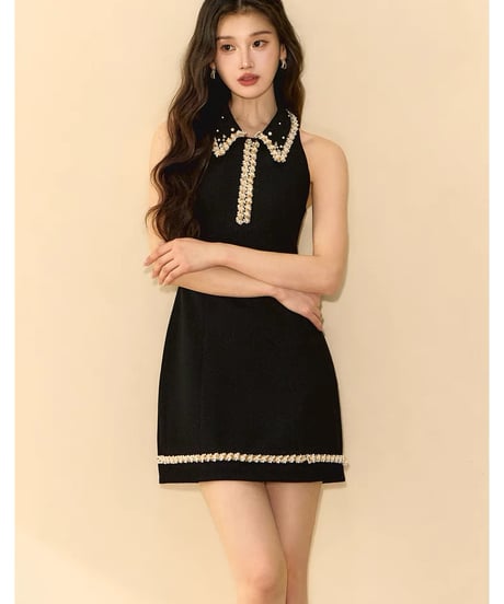 French Gold Pearl Dress