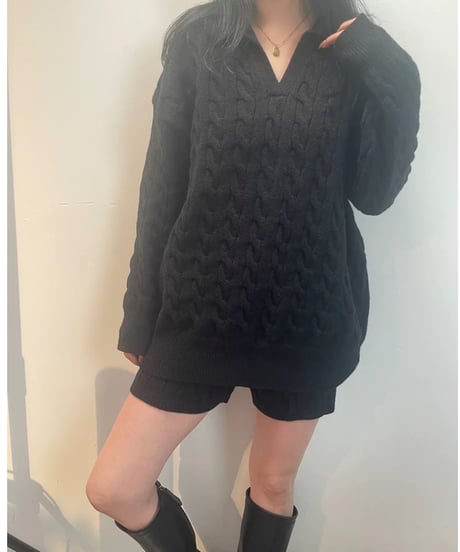 Knit Polo Setup【Black】