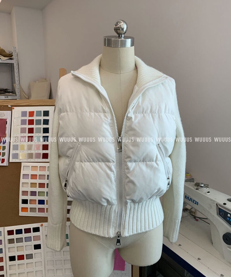White Knit Down Jaket【ホワイトダッグダウン90%使用】 | glance White Knit Down Jaket【ホワイトダッグダウン90%使用】 | glance