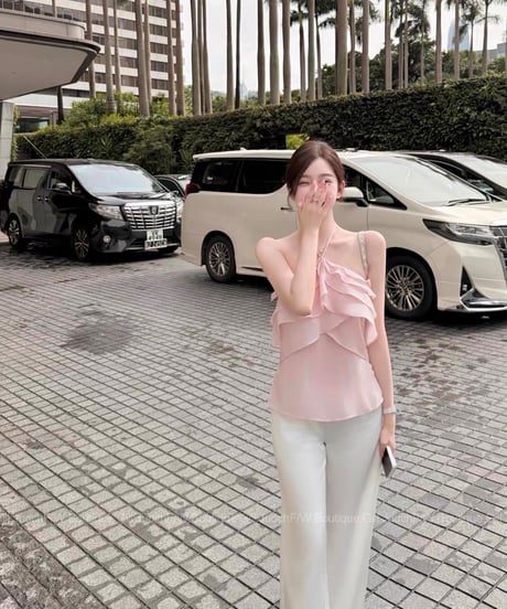 Frilled Halter Neck Top【Pink】