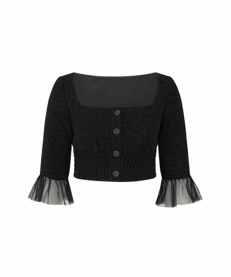 Soft Patchwork Ruffle Sleeve Top