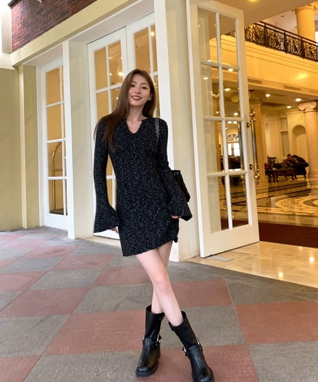 Vneck Mohair Knit OP【Black】