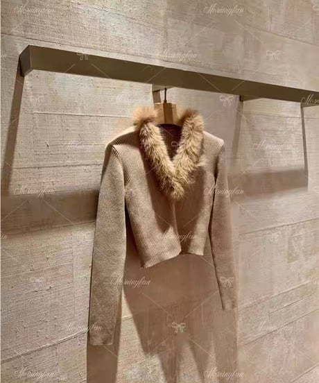 Rabbit Fur Collar Cardigan
