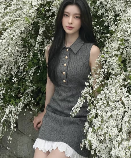 Herringbone Polo Lace Hem Dress