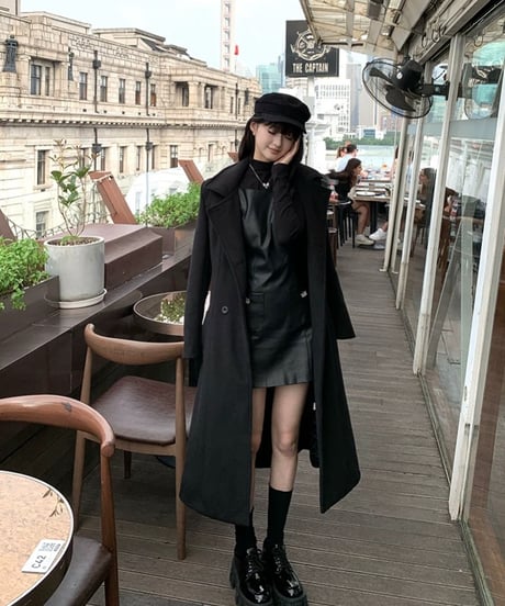 Matte PU leather OP & Soft Cashmere Turtleneck