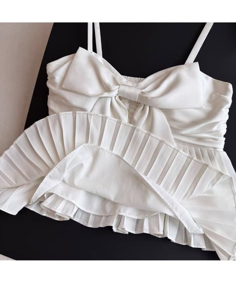 Ribbon Satin Pleate Camisole