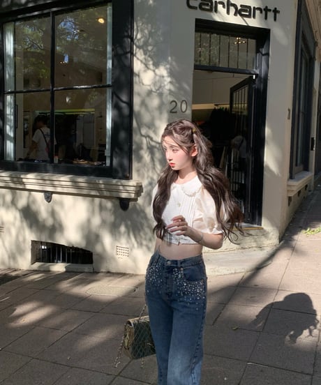 Feminine Bijou Denim Pants