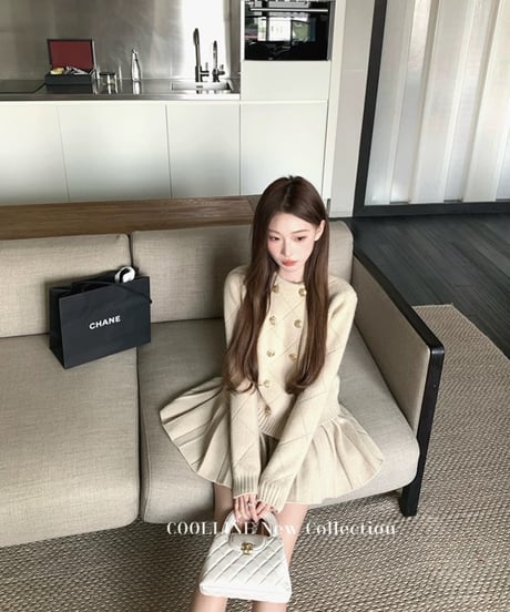 Double-Breasted Cardigan+Skirt