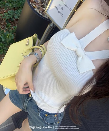 【在庫あり3-5日後お届け予定】Ribbon Knit Tank top